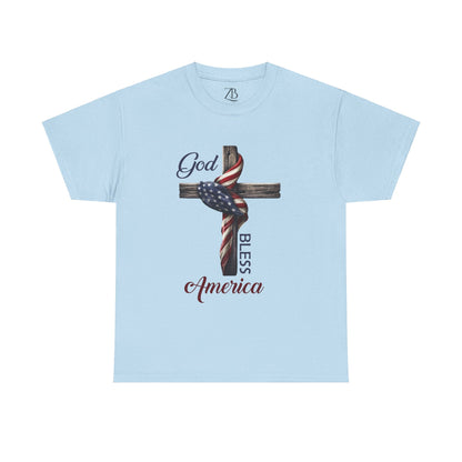 God Bless America Men's Heavy Cotton Tee - ZumBuys