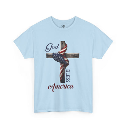 God Bless America Men's Heavy Cotton Tee - ZumBuys