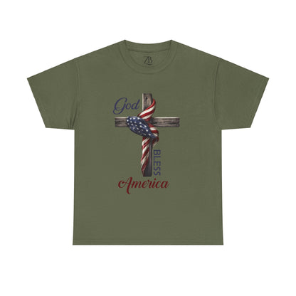 God Bless America Men's Heavy Cotton Tee - ZumBuys