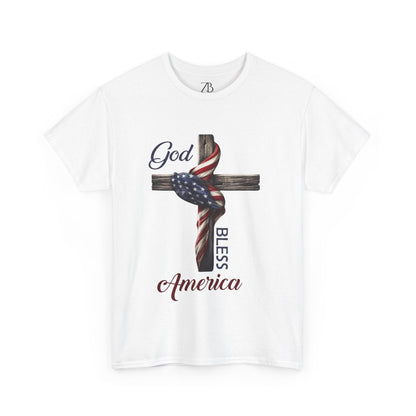 God Bless America Men's Heavy Cotton Tee - ZumBuys