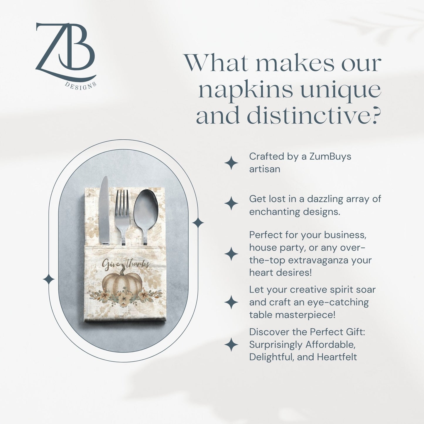 Golden Harvest Thankful Cloth Napkin Set of 4 - ZumBuys