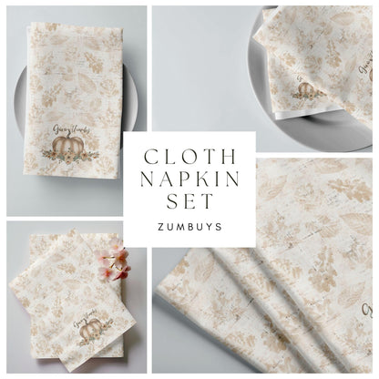 Golden Harvest Thankful Cloth Napkin Set of 4 - ZumBuys