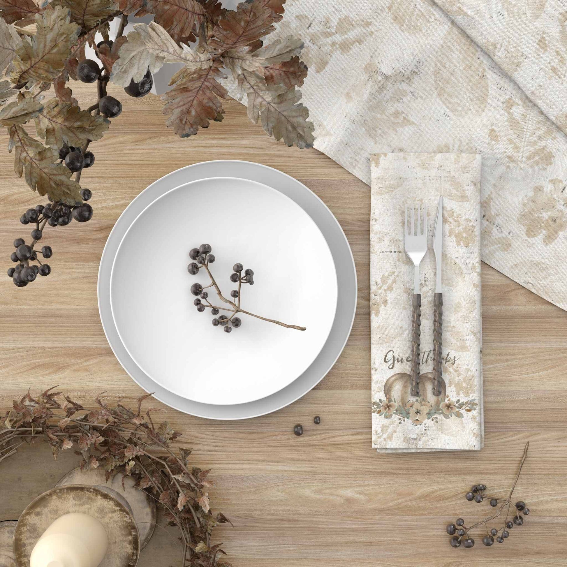 Golden Harvest Thankful Cloth Napkin Set of 4 - ZumBuys