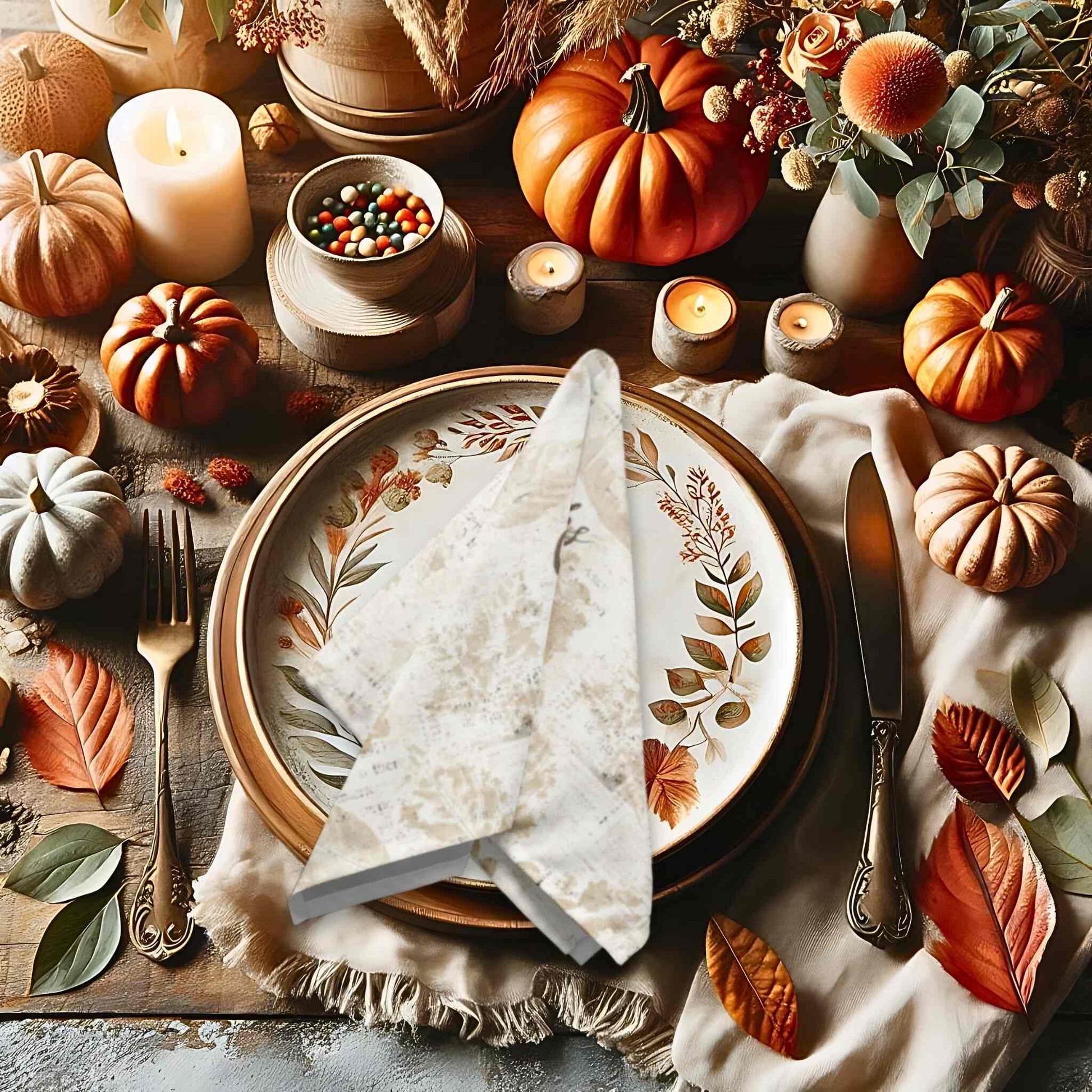 Golden Harvest Thankful Cloth Napkin Set of 4 - ZumBuys