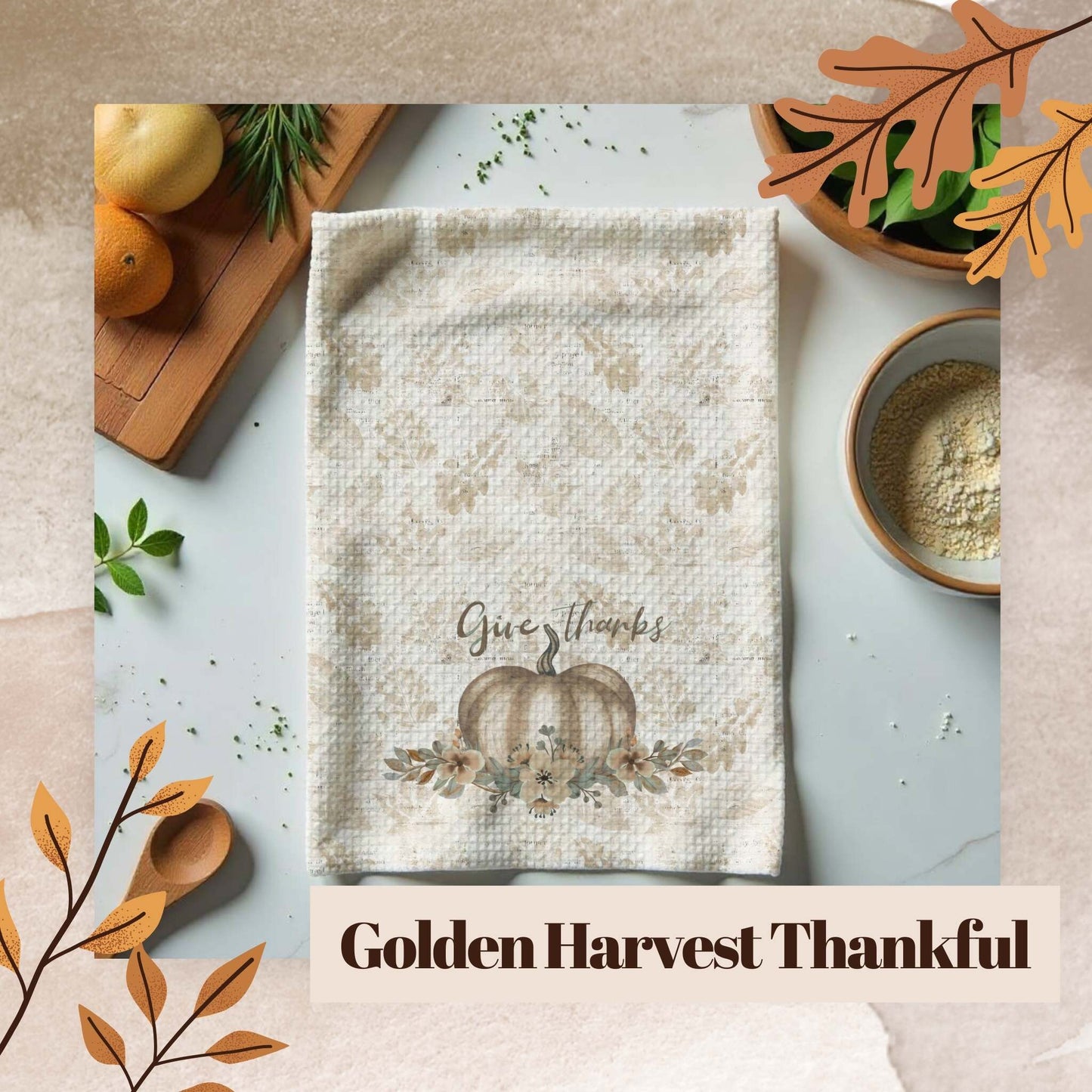 Golden Harvest Thankful Dish Towel - ZumBuys