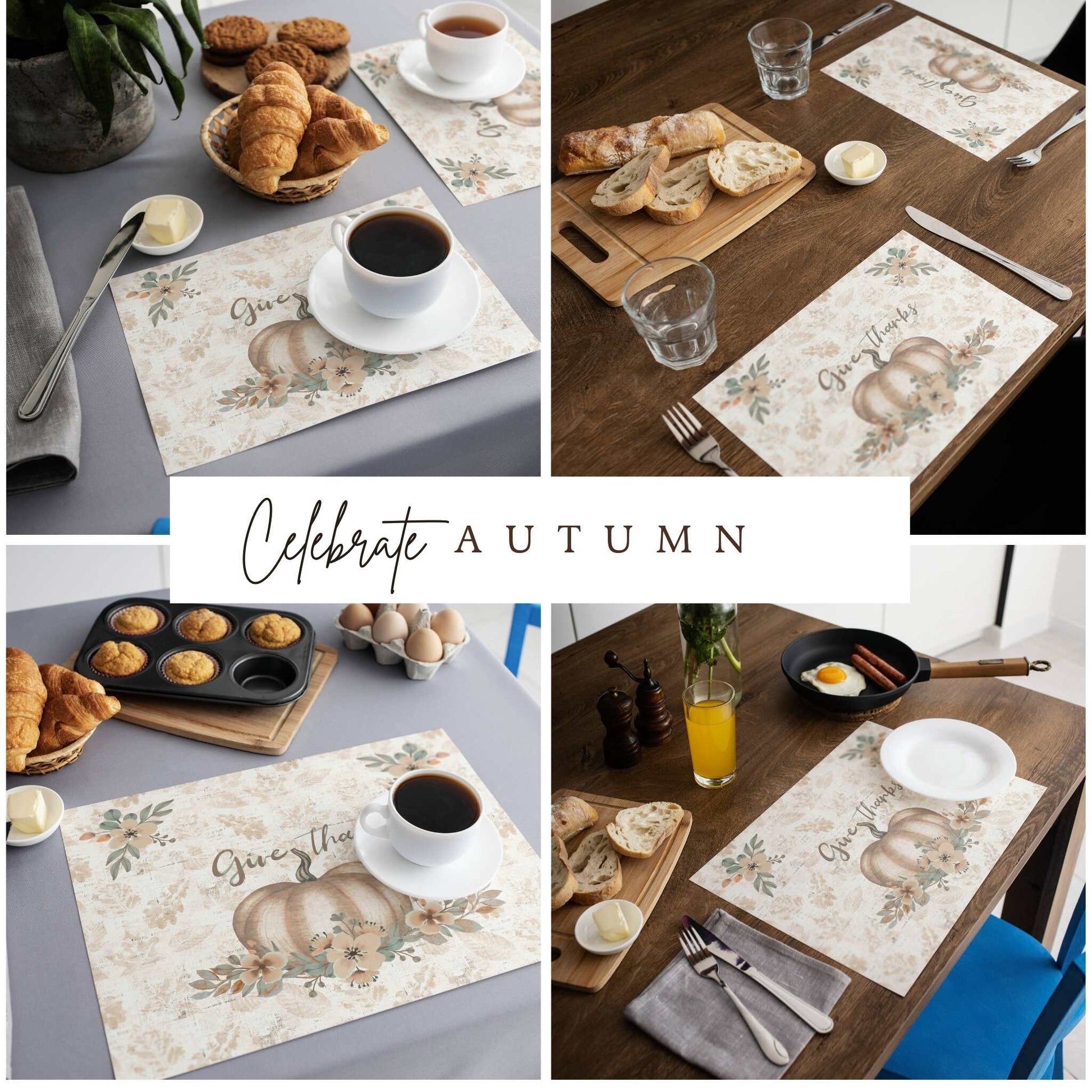 Golden Harvest Thankful Placemat, 2pc - ZumBuys