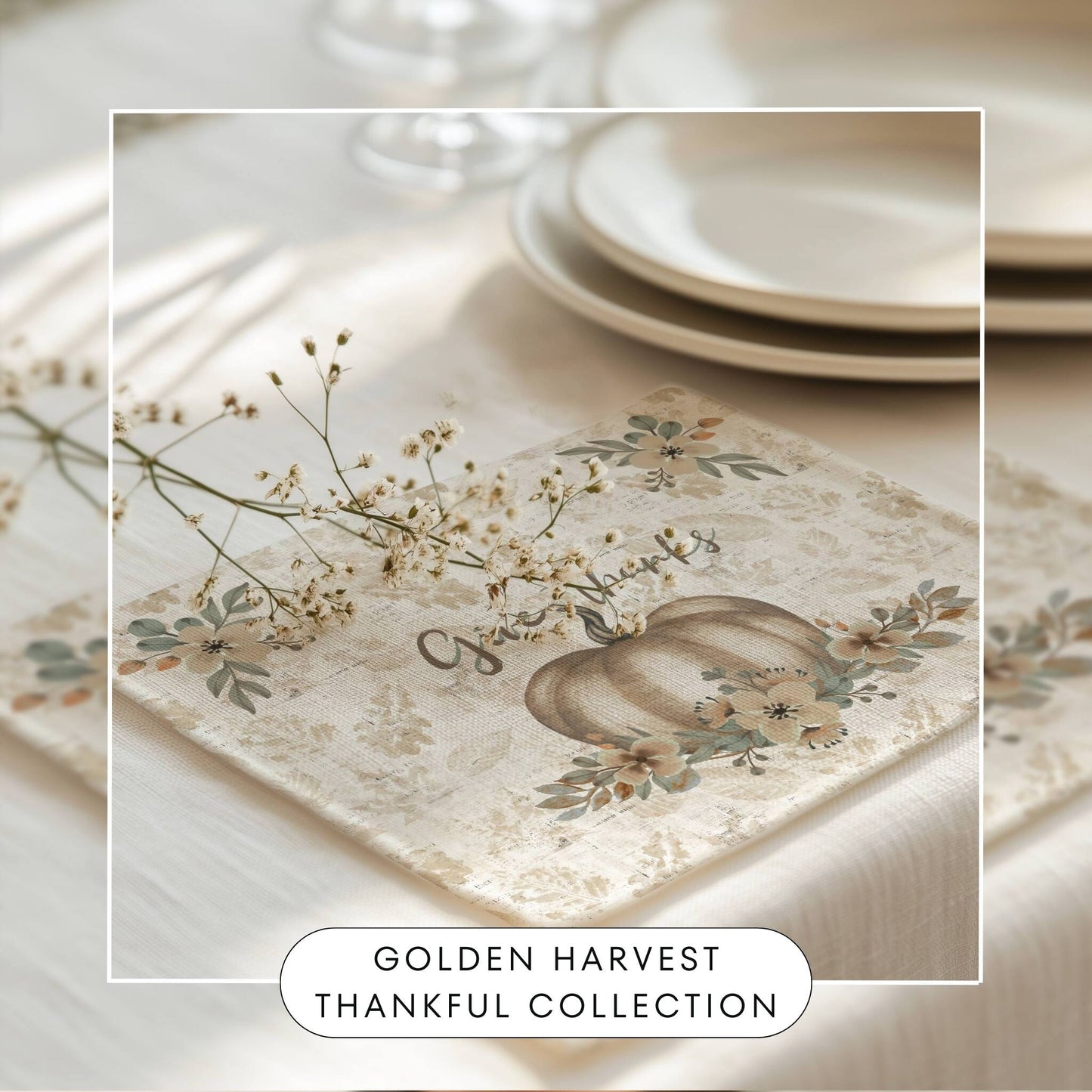 Golden Harvest Thankful Placemat, 2pc - ZumBuys