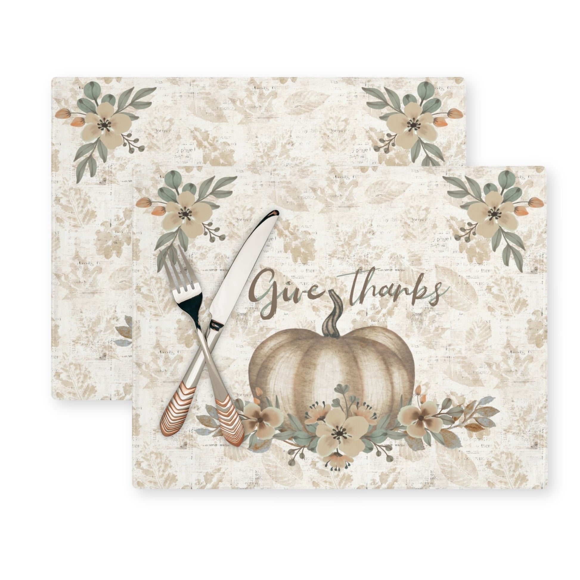 Golden Harvest Thankful Placemat, 2pc - ZumBuys