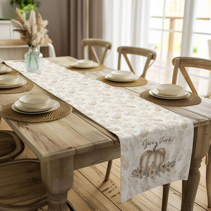 Golden Harvest Thankful Table Runner (Cotton, Poly) - ZumBuys