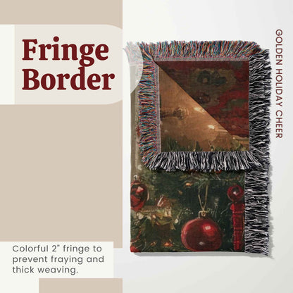Golden Holiday Cheer Woven Blanket - ZumBuys