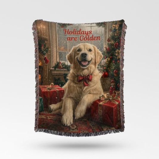Golden Holiday Cheer Woven Blankets - ZumBuys