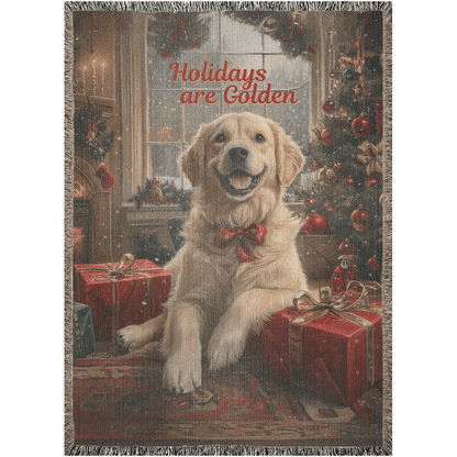 Golden Holiday Cheer Woven Blankets - ZumBuys