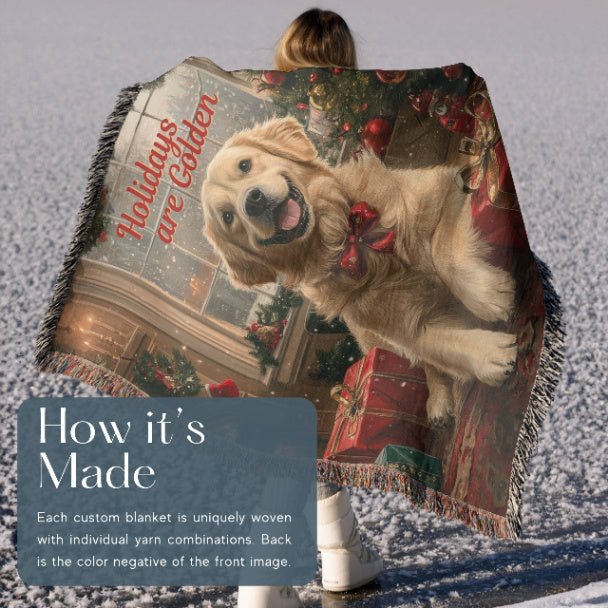 Golden Holiday Cheer Woven Blankets - ZumBuys