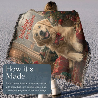 Golden Holiday Cheer Woven Blankets - ZumBuys