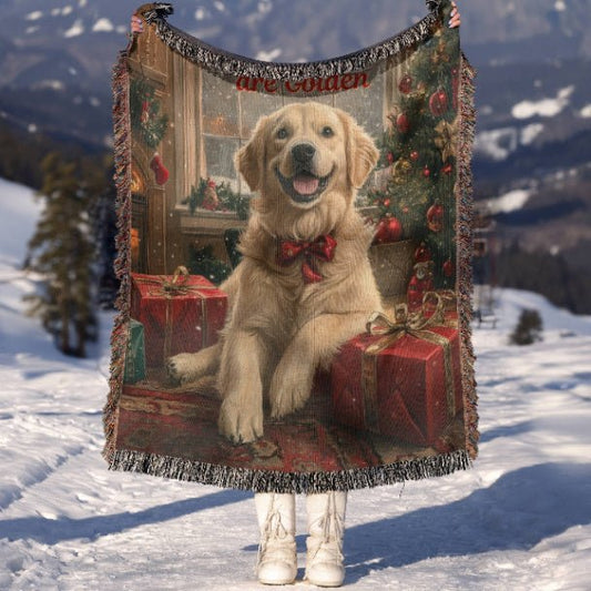Golden Holiday Cheer Woven Blankets - ZumBuys