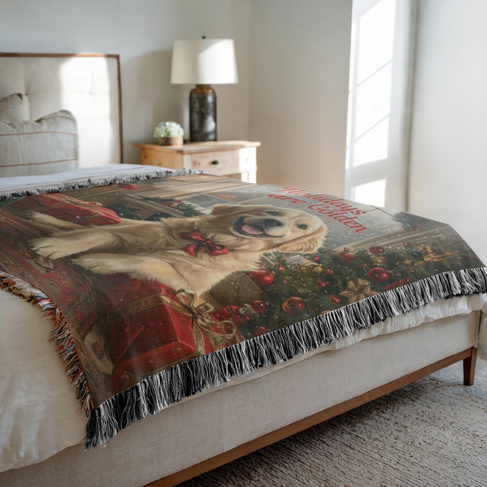 Golden Holiday Cheer Woven Blankets - ZumBuys