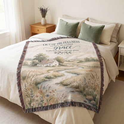 Grace Upon Grace Christian Woven Blanket - ZumBuys