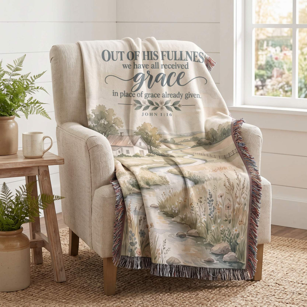 Grace Upon Grace Christian Woven Blanket - ZumBuys