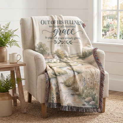Grace Upon Grace Christian Woven Blanket - ZumBuys