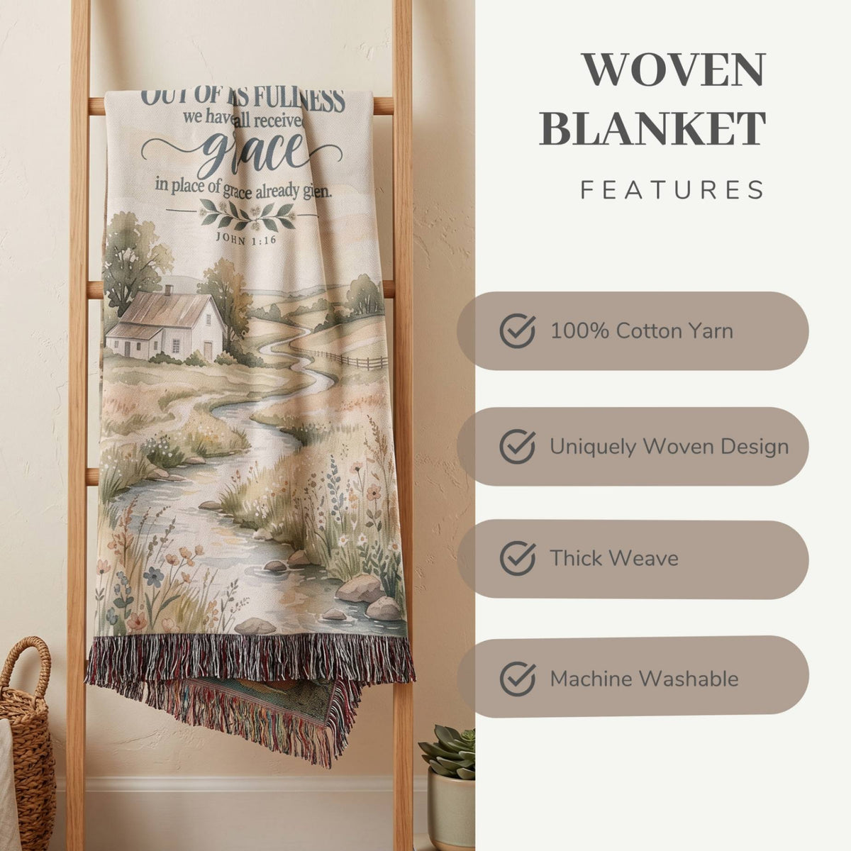 Grace Upon Grace Christian Woven Blanket - ZumBuys