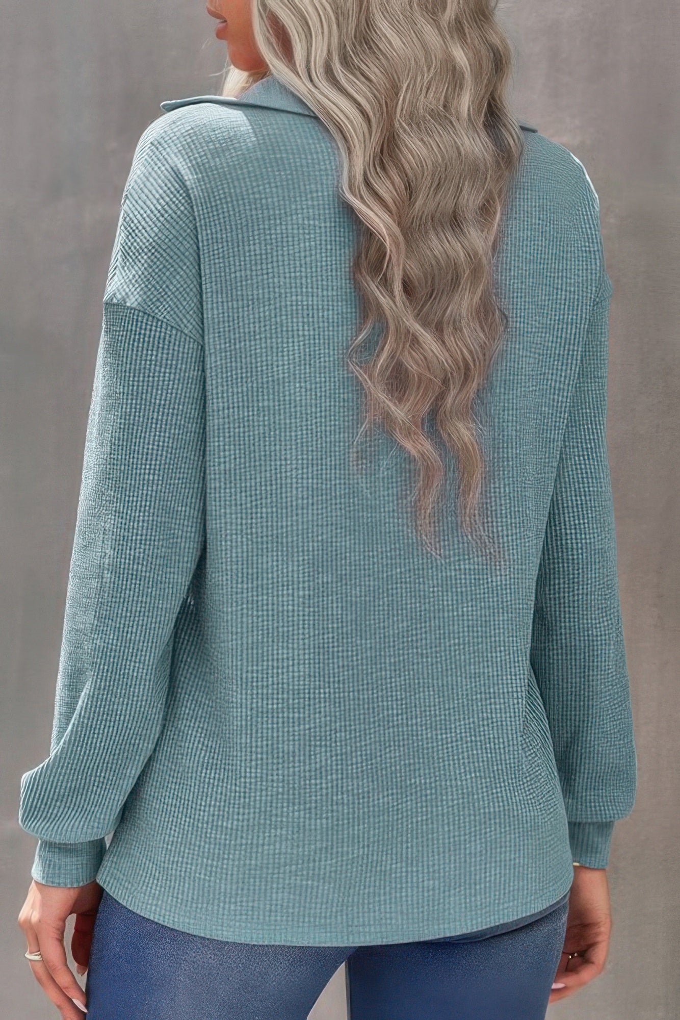 Half Zip Long Sleeve Solid Knit Top - ZumBuys