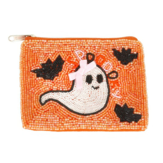 Halloween Ghost With Bow Beaded Coin Bag - ZumBuys