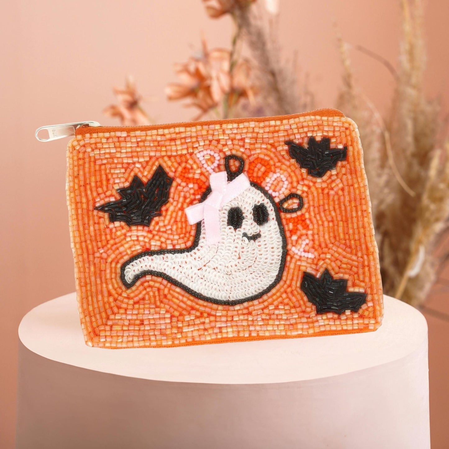 Halloween Ghost With Bow Beaded Coin Bag - ZumBuys