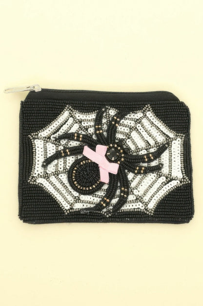 Halloween Spider Bow Beaded Coin Bag - ZumBuys