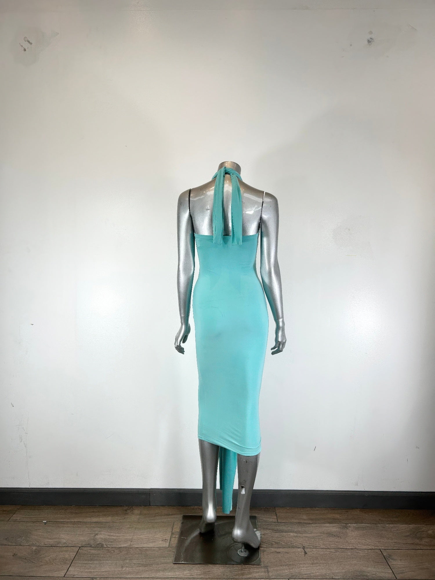 Halter Bodycon Midi Dress – Open Back Evening Dress for Women S