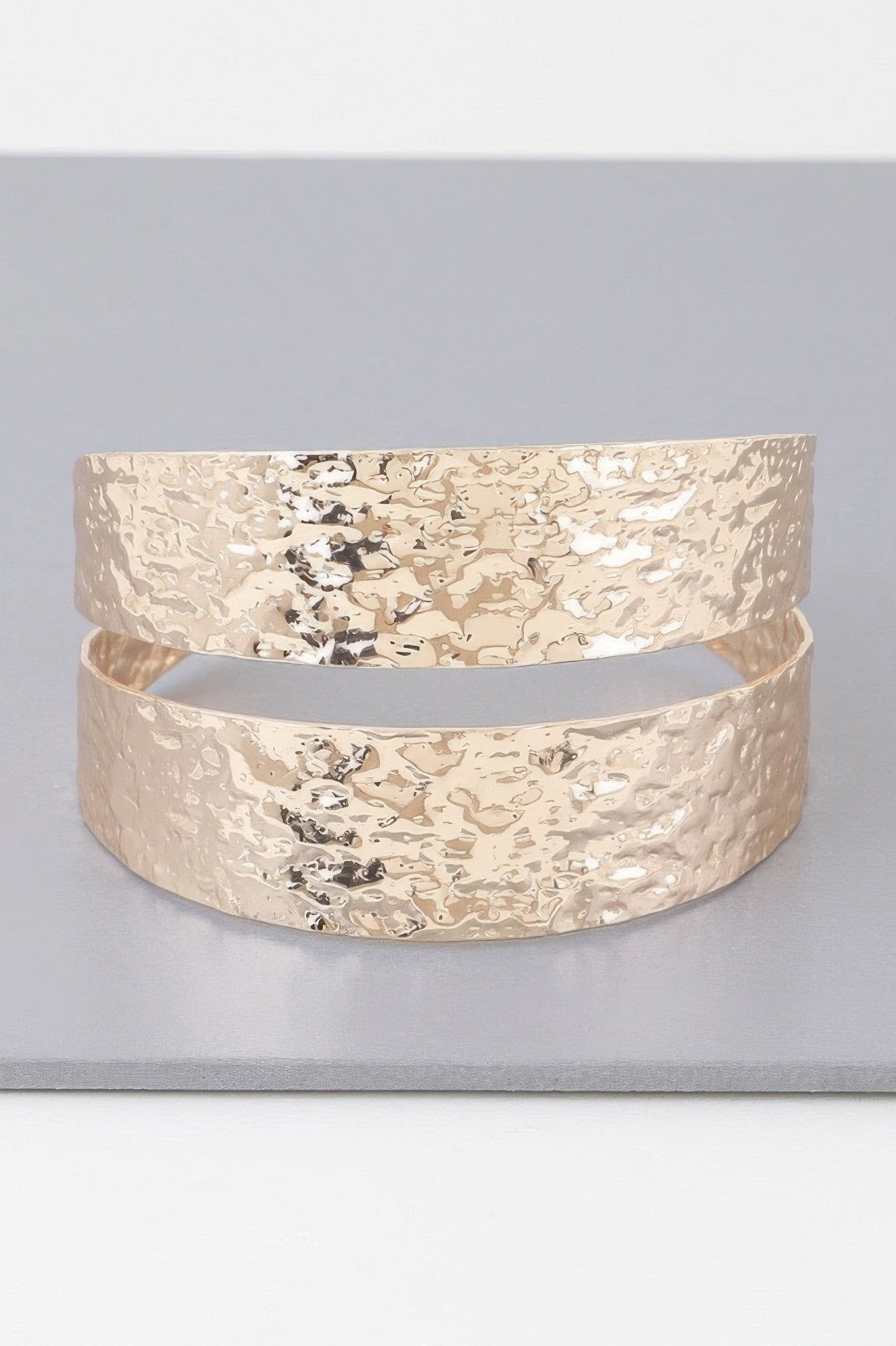Hammered Double Wrap Cuff Bracelet - ZumBuys