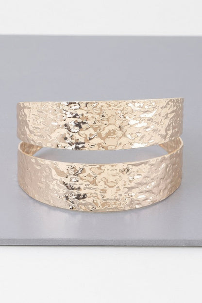 Hammered Double Wrap Cuff Bracelet - ZumBuys