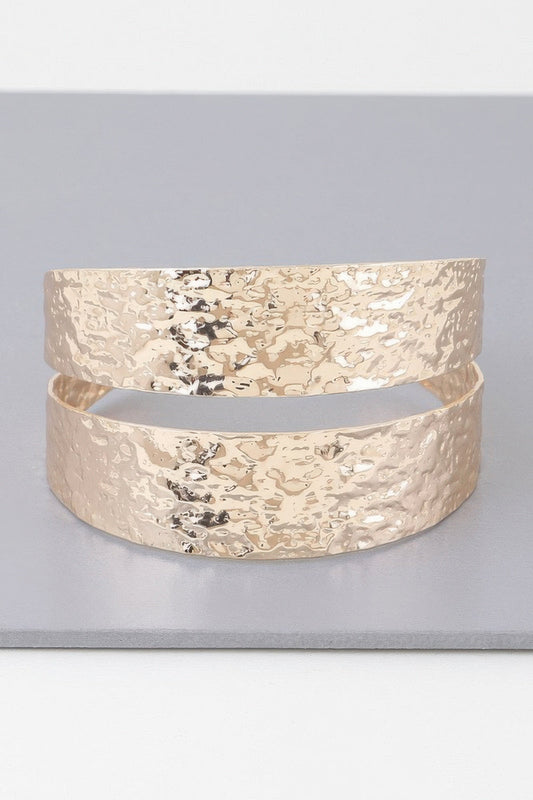 Hammered Double Wrap Cuff Bracelet - ZumBuys