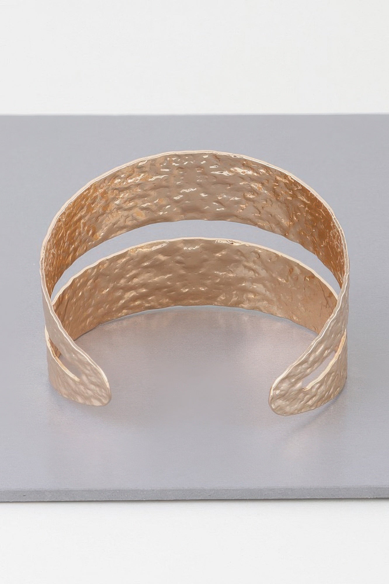Hammered Double Wrap Cuff Bracelet - ZumBuys