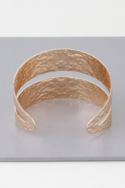 Hammered Double Wrap Cuff Bracelet - ZumBuys