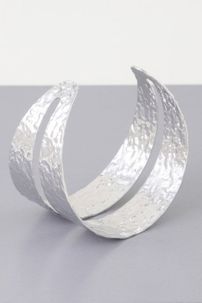 Hammered Double Wrap Cuff Bracelet - ZumBuys