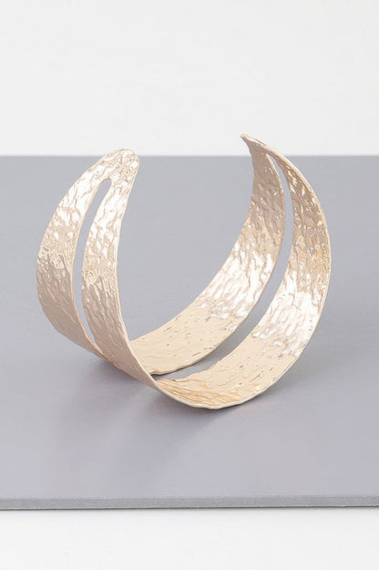 Hammered Double Wrap Cuff Bracelet - ZumBuys
