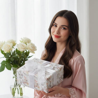 Happily Ever After Wrapping Paper – Bridal Shower Gift Wrap, Wedding Gift Wrap, Romantic Floral Wrapping Paper Roll - ZumBuys