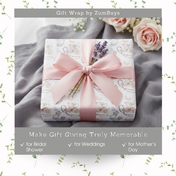 Happily Ever After Wrapping Paper – Bridal Shower Gift Wrap, Wedding Gift Wrap, Romantic Floral Wrapping Paper Roll - ZumBuys