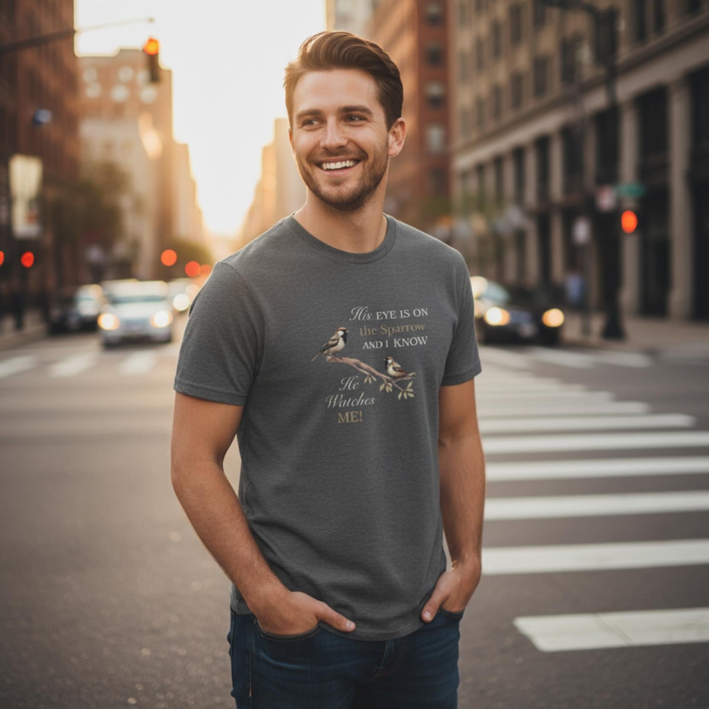 He Watches Me Men's Cotton Tee - ZumBuys