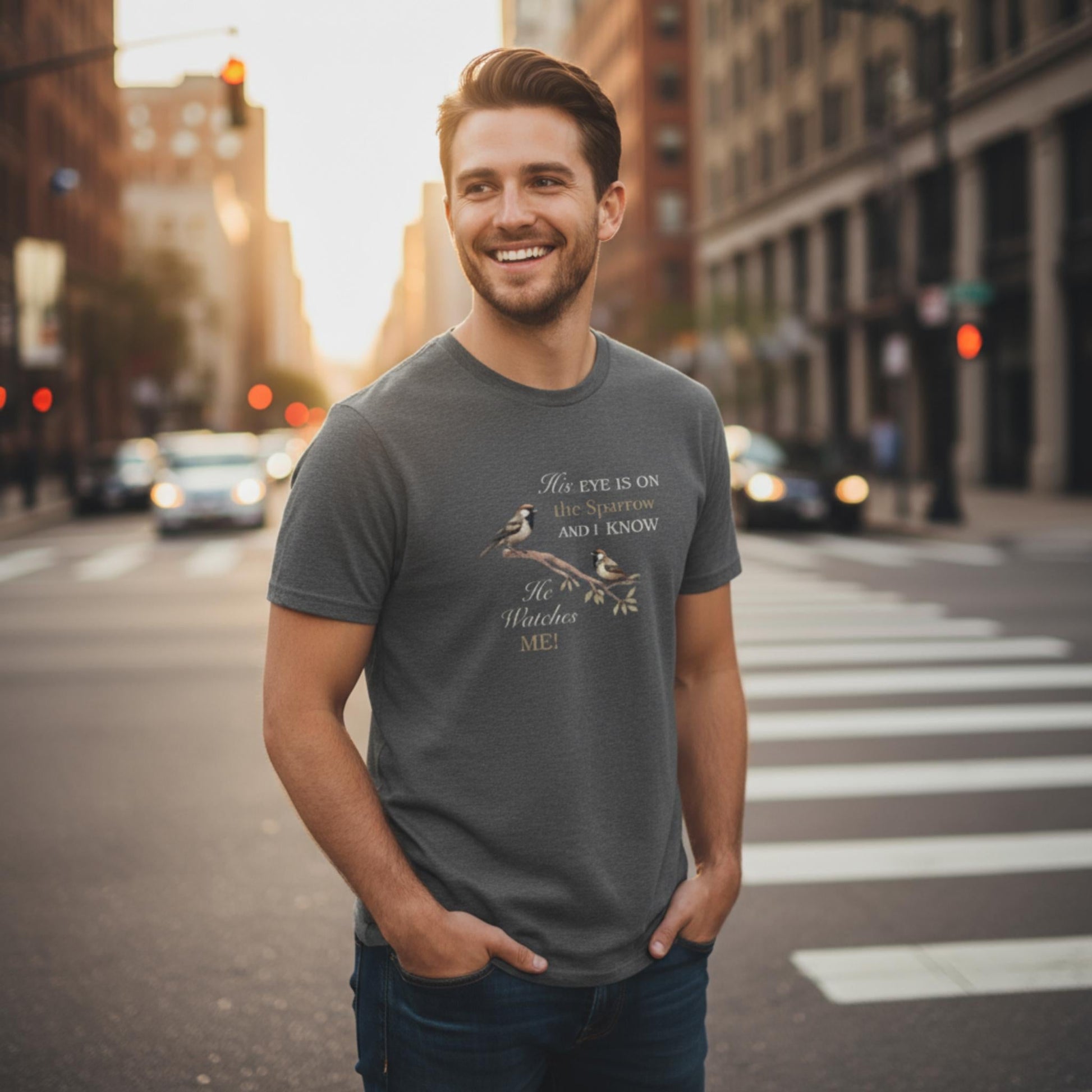 He Watches Me Men's Cotton Tee - ZumBuys