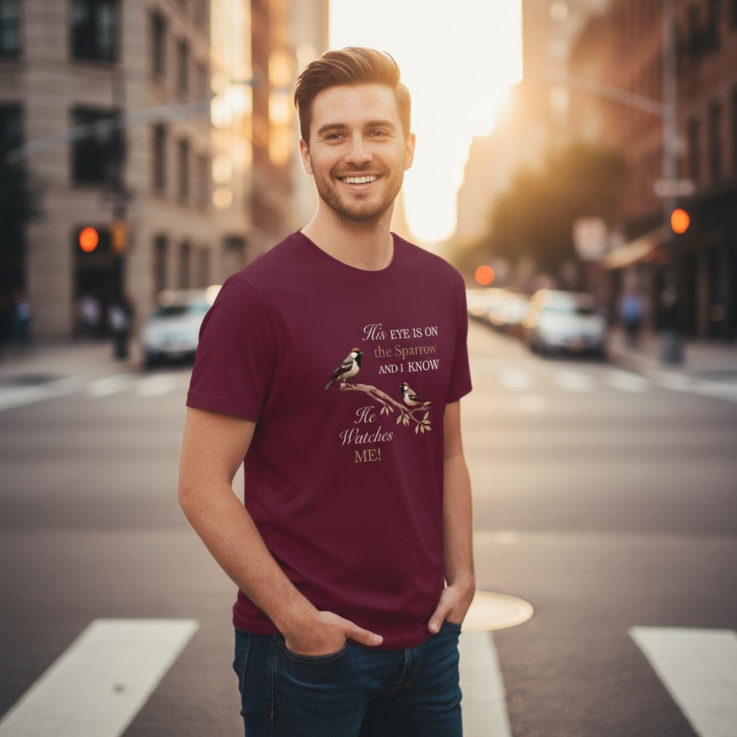 He Watches Me Men's Cotton Tee - ZumBuys