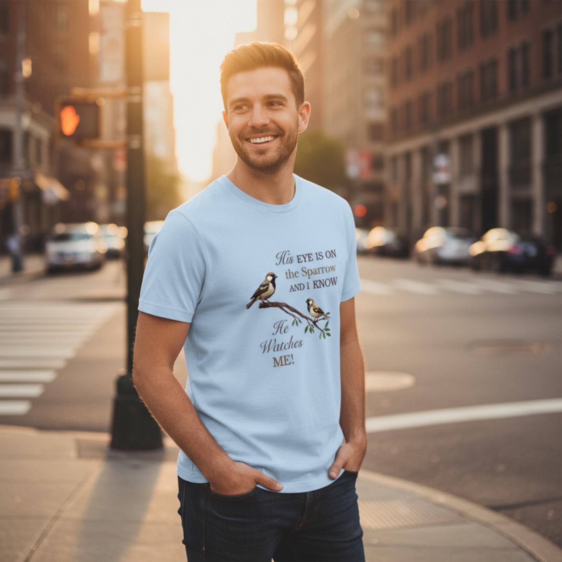 He Watches Me Men's Cotton Tee - ZumBuys