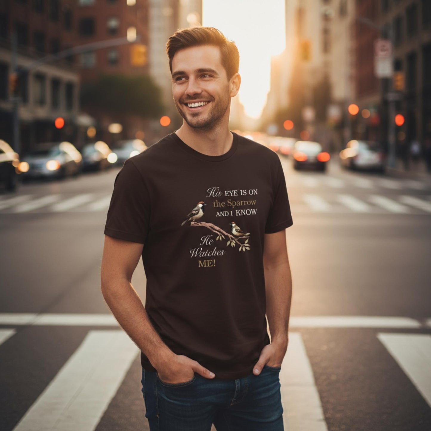 He Watches Me Men's Cotton Tee - ZumBuys