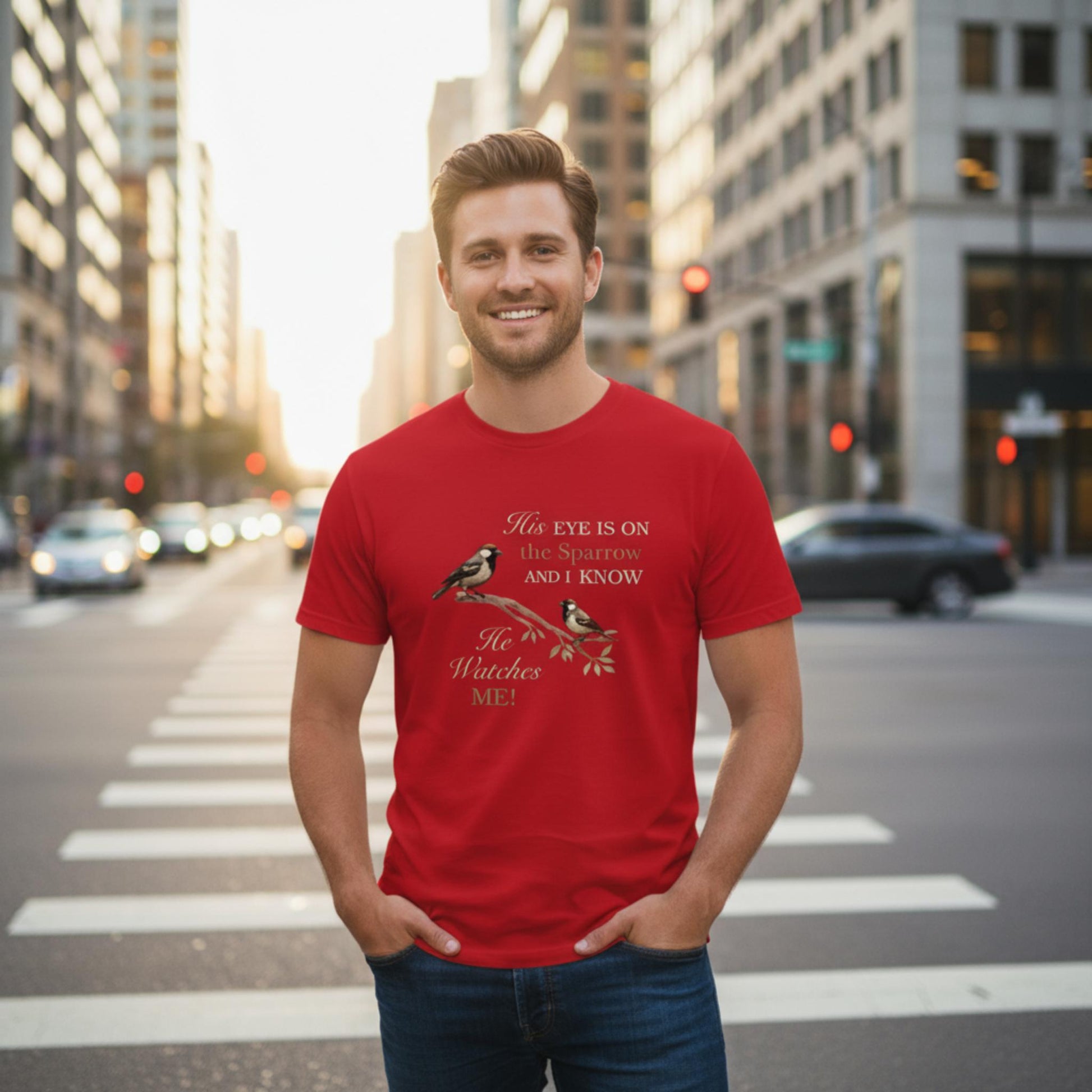 He Watches Me Men's Cotton Tee - ZumBuys