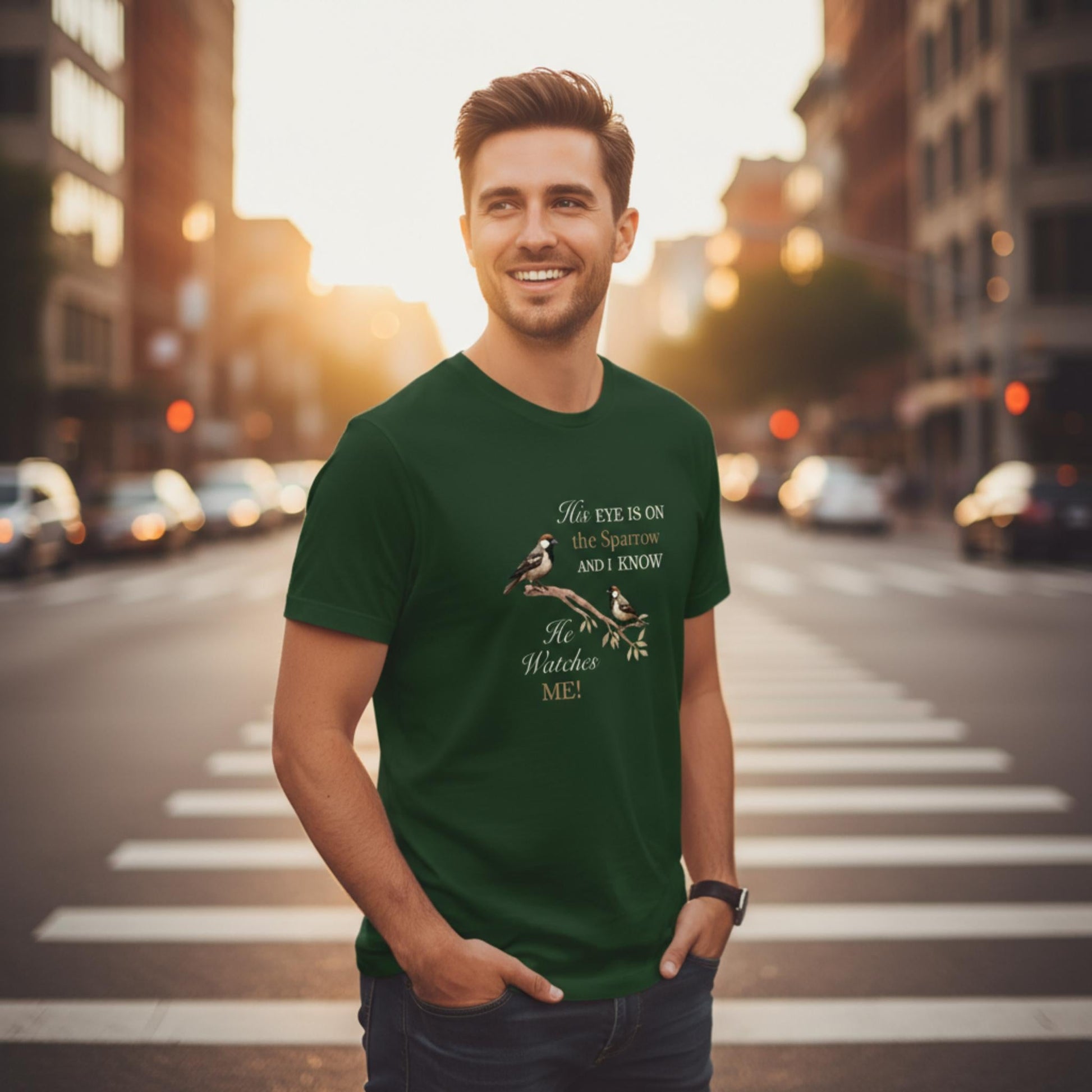 He Watches Me Men's Cotton Tee - ZumBuys