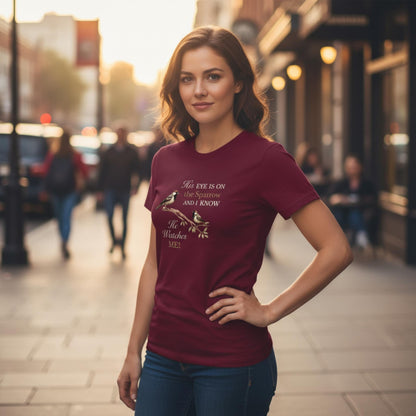 He Watches Me Women's Heavy Cotton Tee - ZumBuys