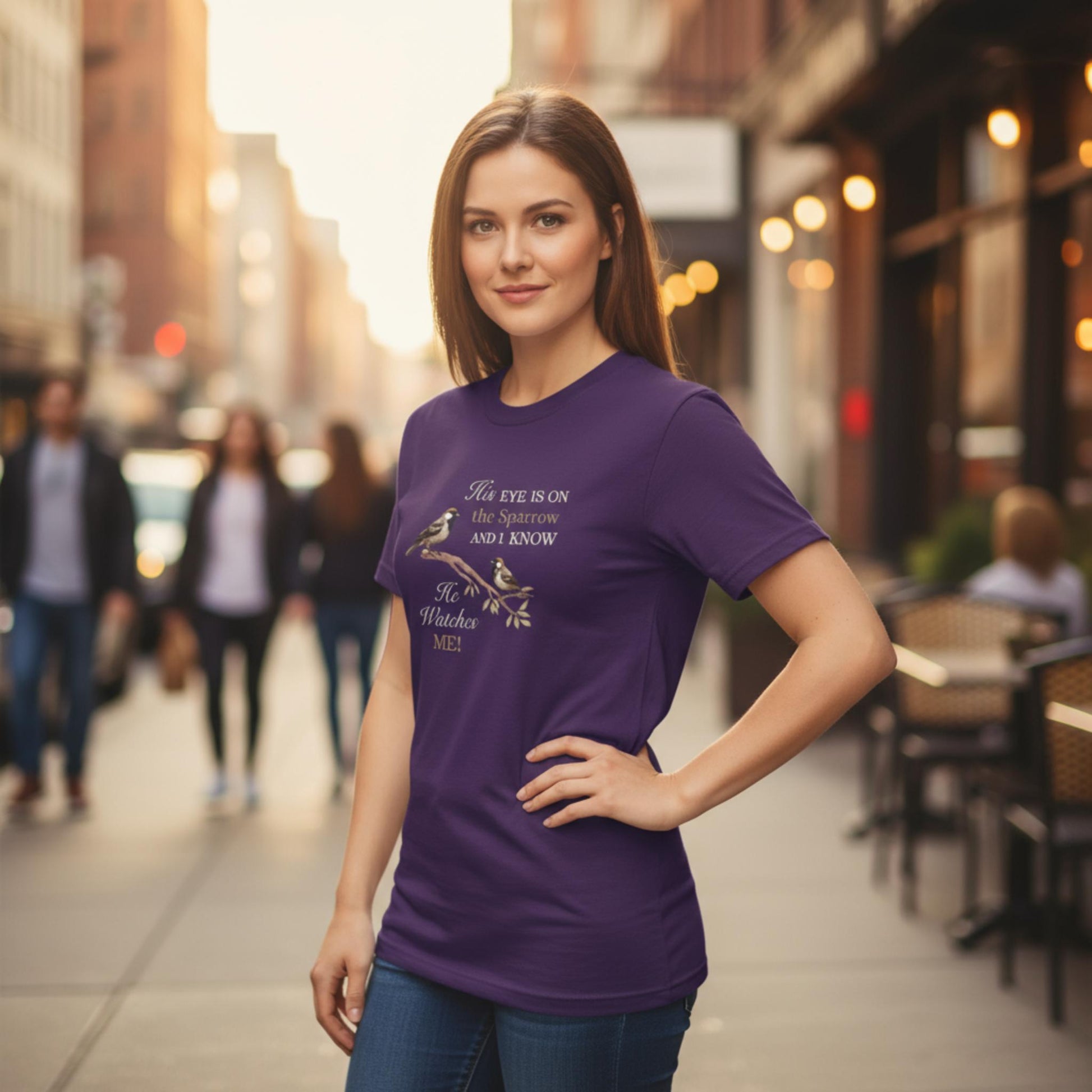 He Watches Me Women's Heavy Cotton Tee - ZumBuys