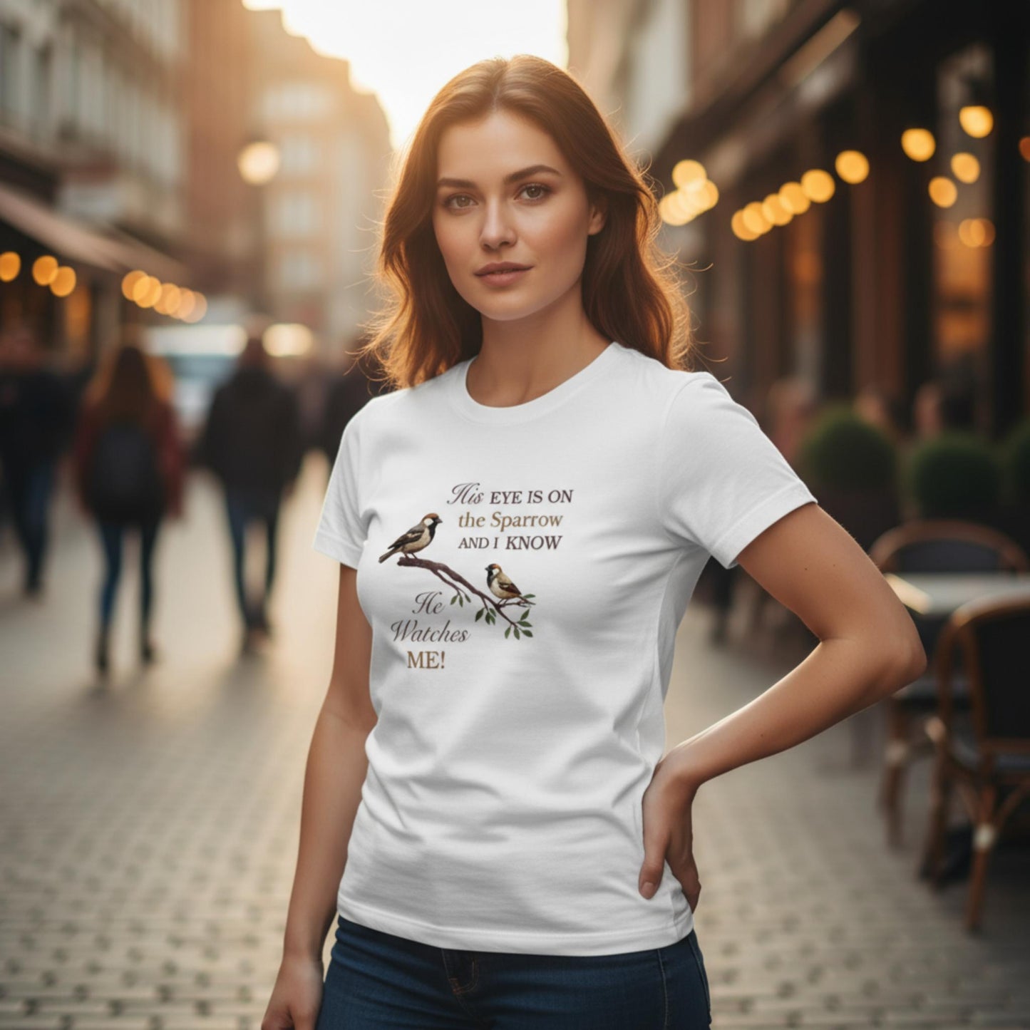 He Watches Me Women's Heavy Cotton Tee - ZumBuys