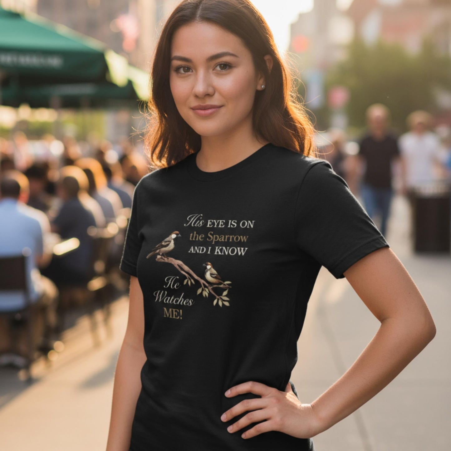 He Watches Me Women's Heavy Cotton Tee - ZumBuys