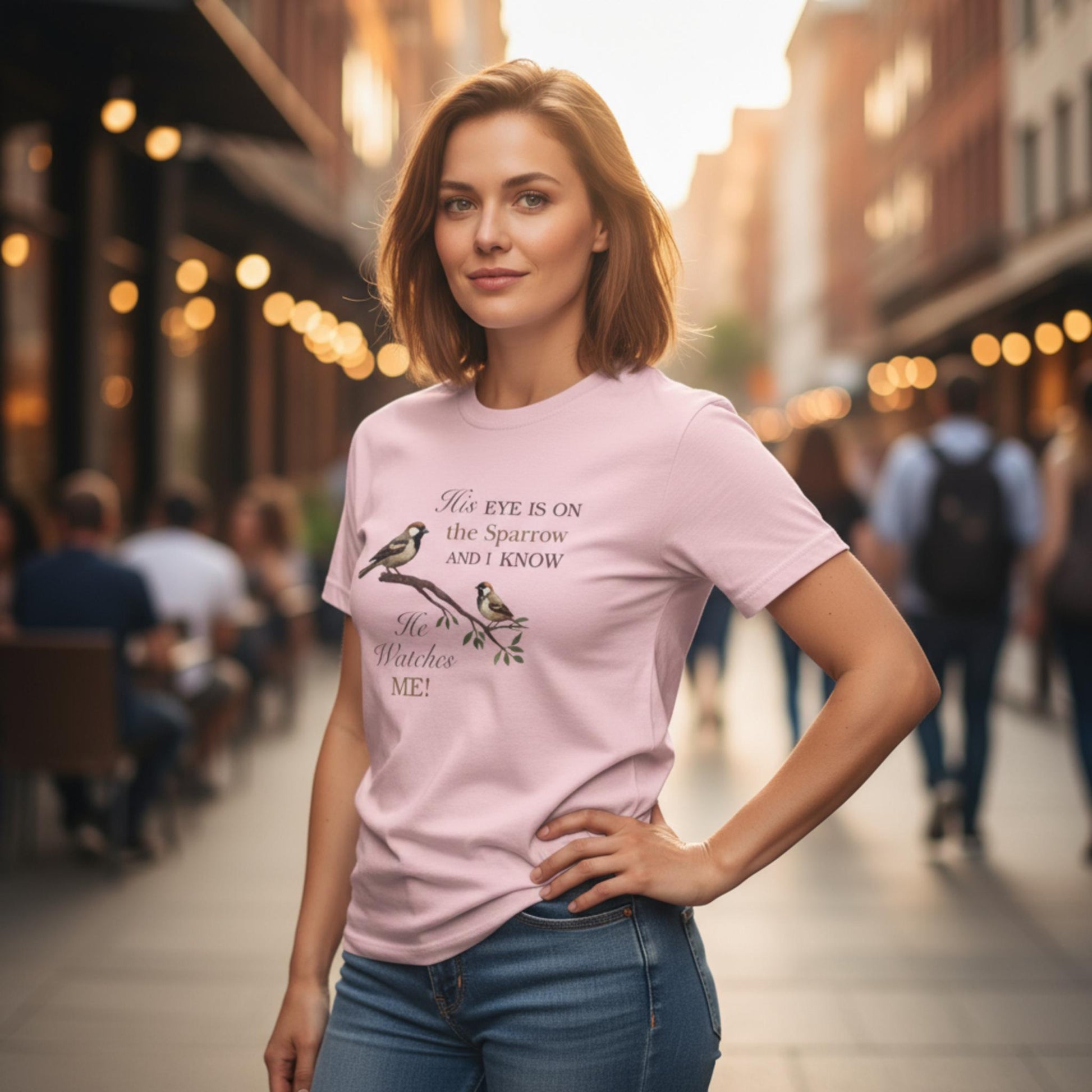 He Watches Me Women's Heavy Cotton Tee - ZumBuys